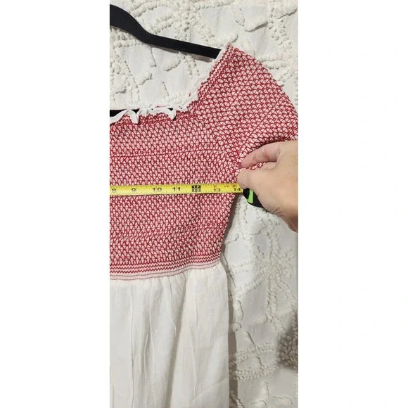 POOF New York Peasant Top Womens L Embroidered Smocked Bell Sleeves Cottage NWT - Picture 7 of 8